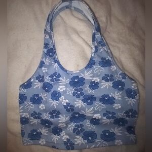 Floral Blue and White Halter Top